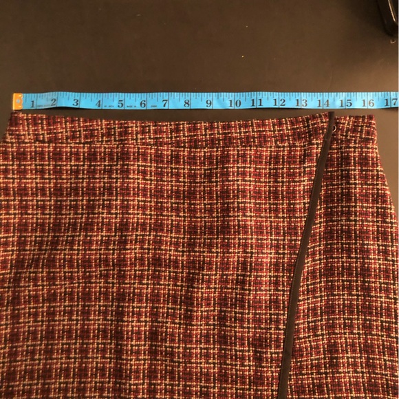 Ann Taylor Loft Tweed Skirt Womens 10 Maroon black white Side Zip Lined - Picture 5 of 8